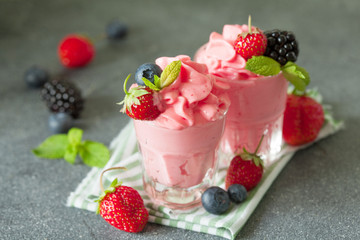 Soft homemade whipped berry ice cream