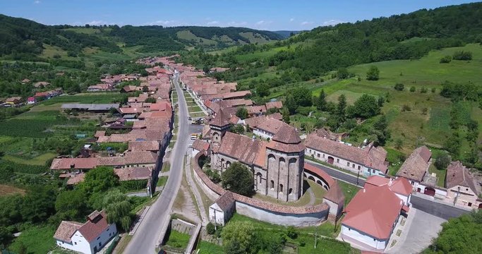 Valea Viilor Saxon Village video footage shot from above with a 4K camera