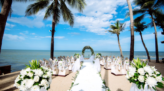 Wedding setting on a tropical beach