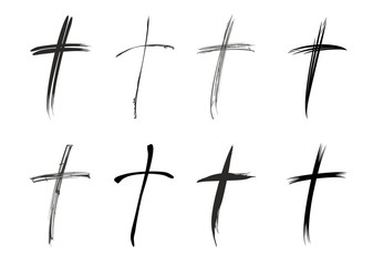 Unterschiedliche schwarze christliche Kreuze