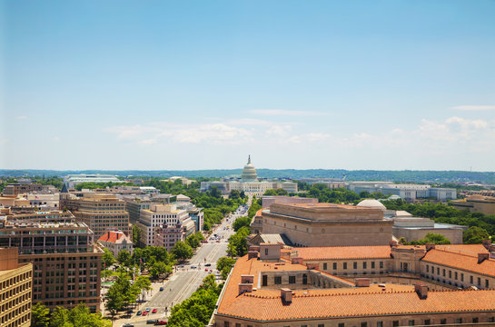 Washington, DC city aerial view