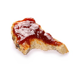 Whole wheat bread with marmalade isolated on white background