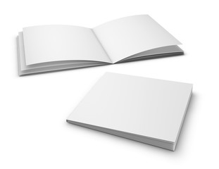 Square pages booklets or brochures, blank pages and cover template mockup.
