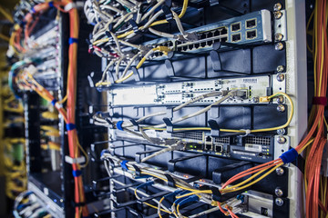 close up of wires in the server