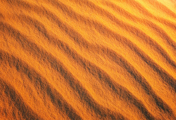 Golden desert sand during sunset as background