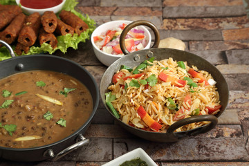 Vegetable Rice with Dal Makhani, Indian Food