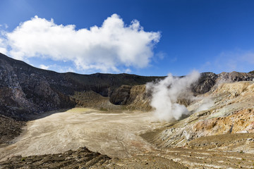 An active sulfur vent spits gasses inside the stratovolcano, Mount Egon in East Nusa Tenggara in Indonesia.