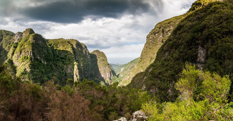 Viewpoint from jungle to north coast of Madeira, Portugal