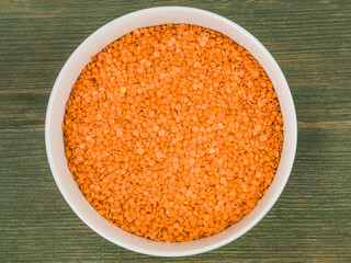 Bowl of Dry Uncooked Red Lentils