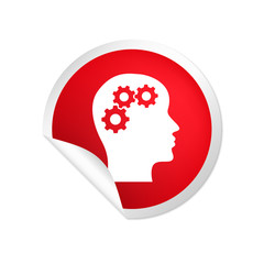 runder Sticker rot Gesicht im Profil denkend