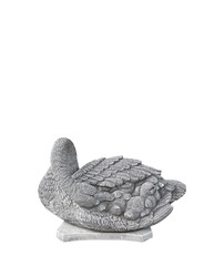 Stone Swan Statue with Baby on White Background, Clipping Path