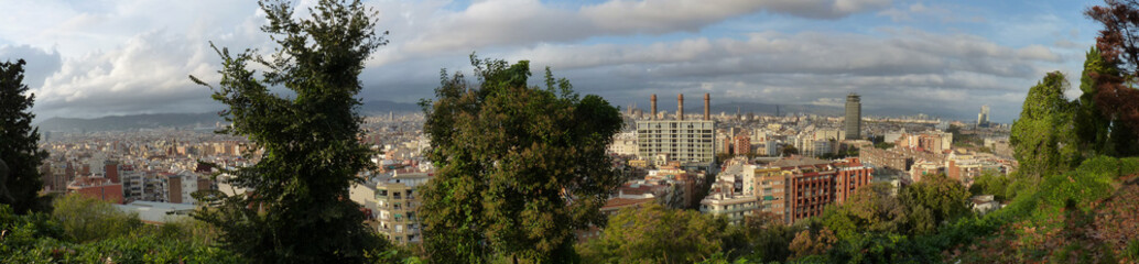 Blick vom Montjuïc auf Barcelona Katalonien Spanien
