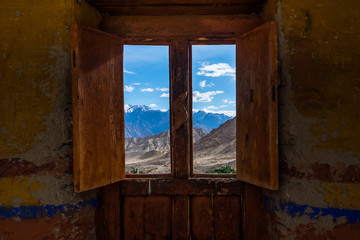 Landscape around Likir Monastery in Ladakh, India 