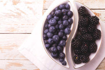 blackberry and blueberry. Healthy food concept. Top view