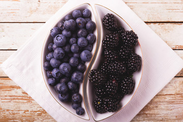 blackberry and blueberry. Healthy food concept. Top view