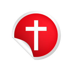 runder Sticker rot Kreuz