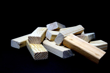 Wood block on black background