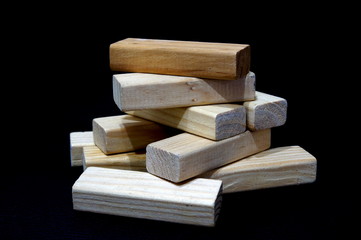 Wood block on black background