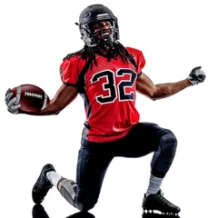 Foto op Plexiglas one american football player man isolated on white background © snaptitude