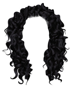 long curly hairs  brunette black  dark colors  .  beauty fashion