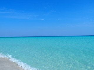 Sandy beach at Caribbean Sea in Varadero city in Cuba