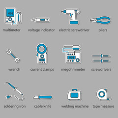 The Electricians tools icon set