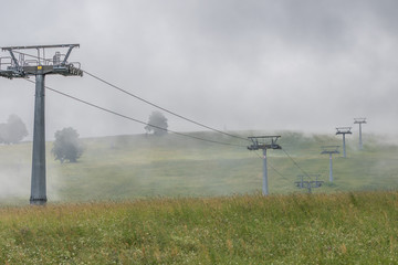 Chair Lift With Fog