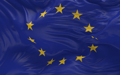  Flag of the European Union waving in the wind 3d render