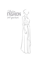 Fashion Collection Of Clothes Female Model Wearing Trendy Clothing Vector Illustration
