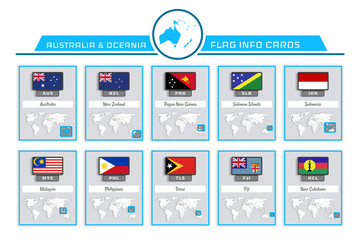 Fototapeta na wymiar Australia and oceania info cards