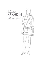 Fashion Collection Of Clothes Female Model Wearing Trendy Clothing Vector Illustration