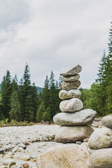 Stones balance, inspiring stability concept on rocks in mountains