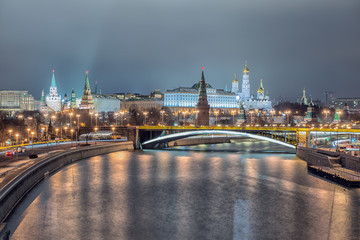 Obraz premium Stunning night view of Kremlin in the winter, Moscow, Russia