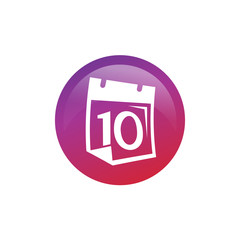 number 10 on calendar within a circle, icon design, isolated on white background. 