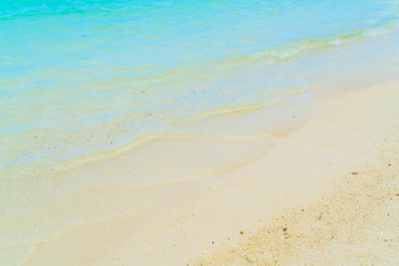Beautiful tropical Maldives island with white sandy beach and sea .
