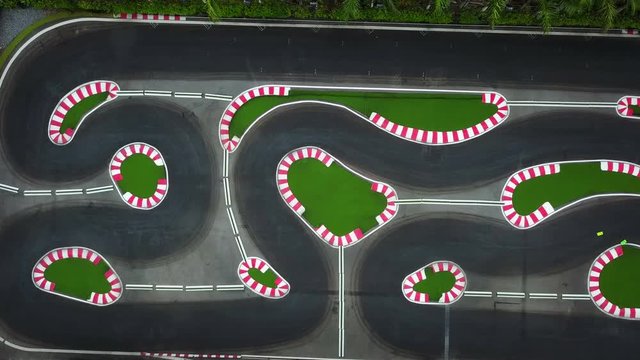 4K Aerial view of controlled rc car track