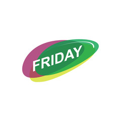 friday within colorful oval shapes, icon design, isolated on white background.