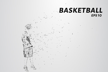 Fototapeta na wymiar Basketball of the particles. A silhouette of a basketball player consists of circles and points. Vector illustration.