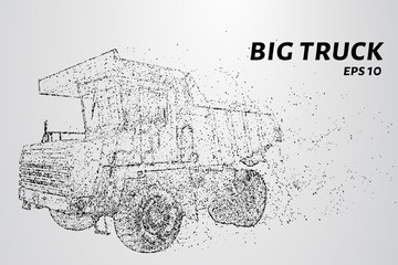 A big truck from the particles. Big truck consists of small circles and dots. Vector illustration