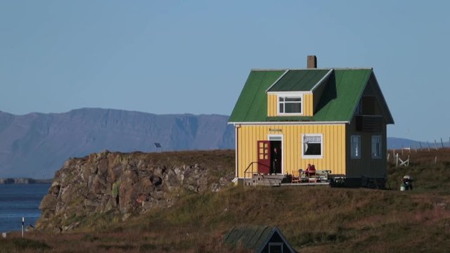 A Man Comes Out Of The House On The Shore Of Iceland. Andreev.