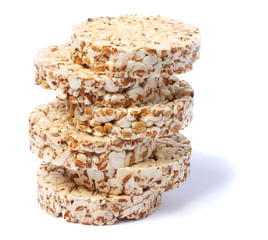 Round rice cake isolated on white background