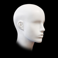 Mannequin heads against black background