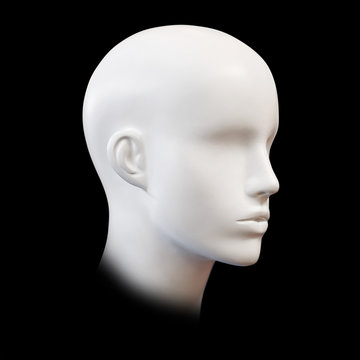 Mannequin heads against black background