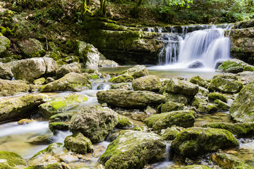 Waterfalls of the river Le Hérisson, in the French Jura