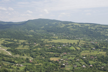 Beautiful small green village from above in Georgia