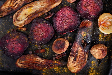 Vegetable assortment cooked on charcoal