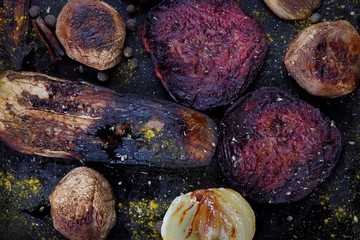 Vegetable assortment cooked on charcoal