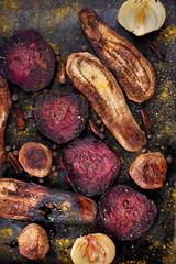 Vegetable assortment cooked on charcoal