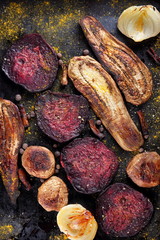 Vegetable assortment cooked on charcoal