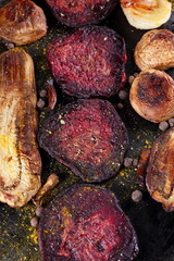 Vegetable assortment cooked on charcoal